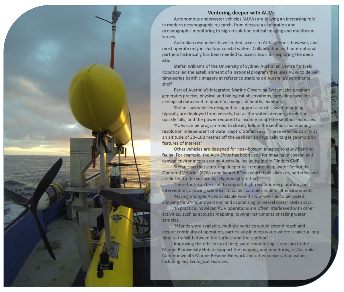 Venturing deeper with AUVs Marine Biodiversity Hub