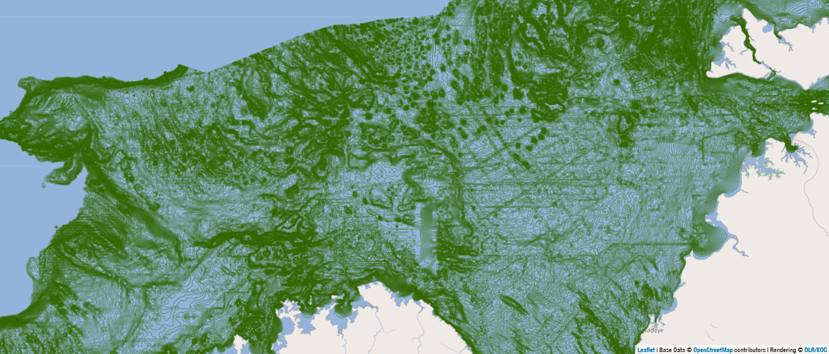 One-metre bathymetry contours of northern Australia from Seamap