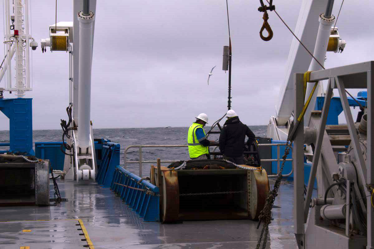 Beam trawl on the deck