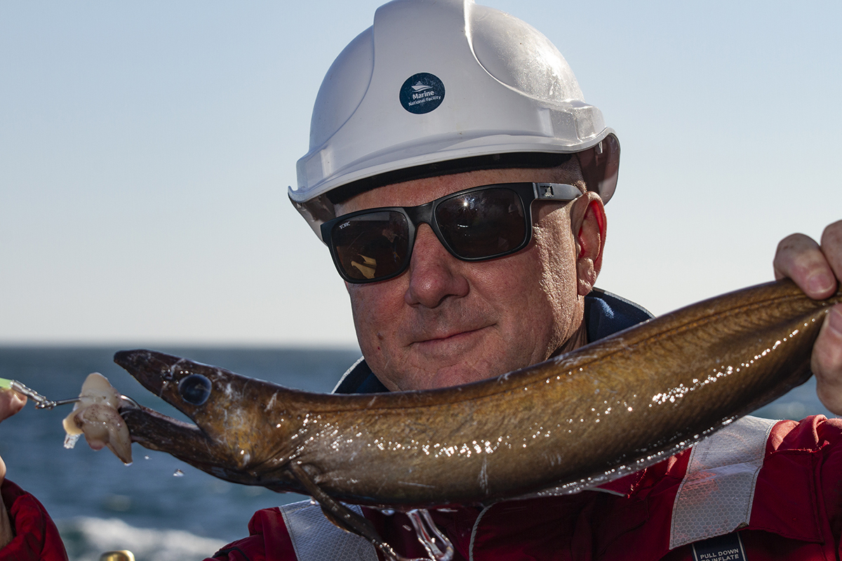 Alan Williams with an eel