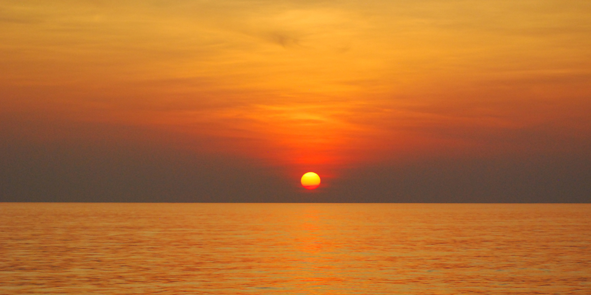 Sunset over the water at Oceanic Shoals