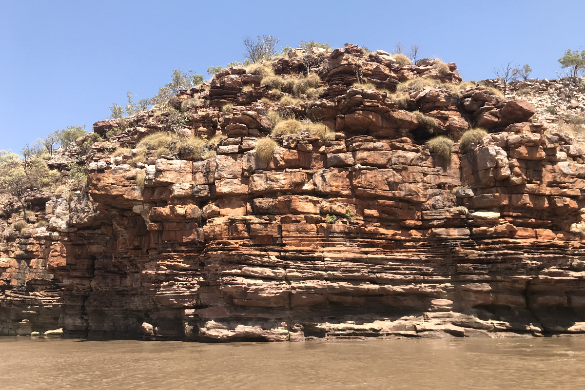 A cliff face along the bank or the Lower Ord River, WA