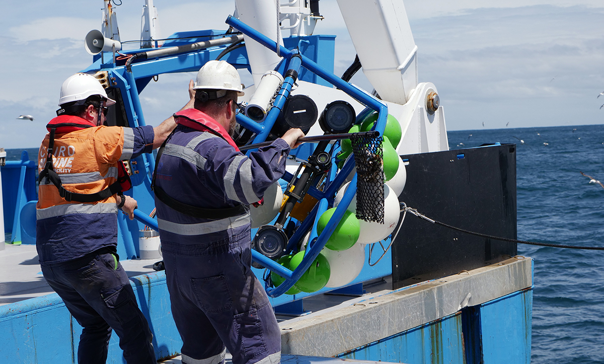 baited remote underwater camera system being retreived