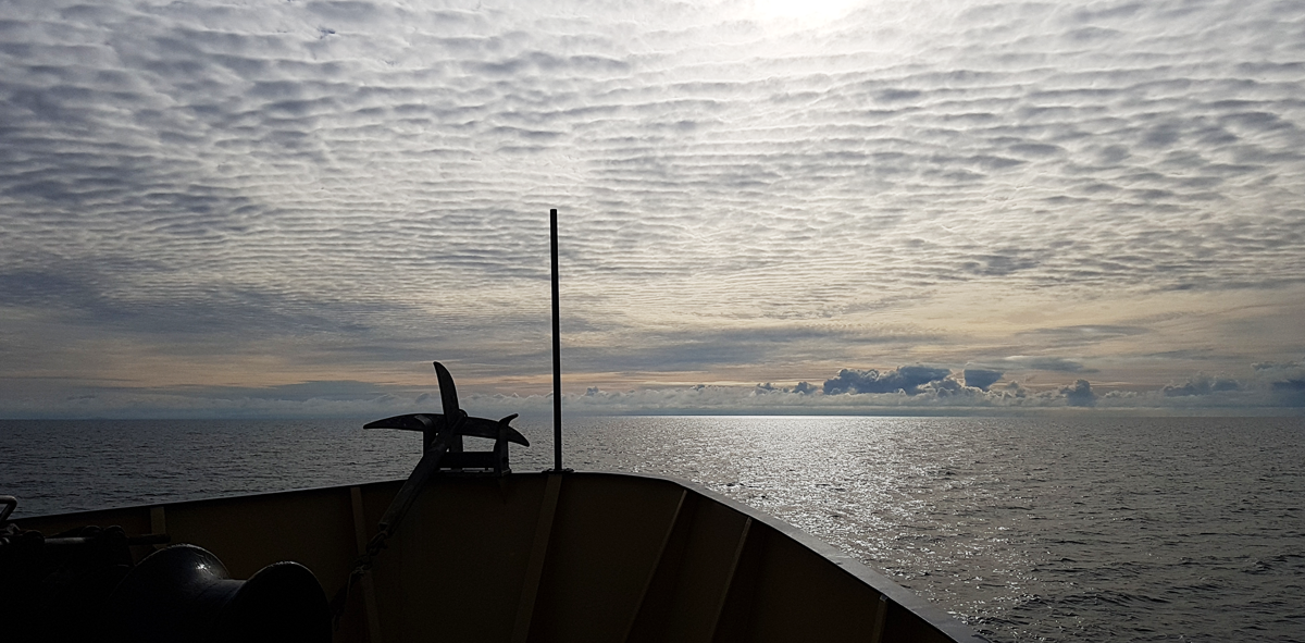 A mackerel sky above the TV Bluefin in Boags Marine Park