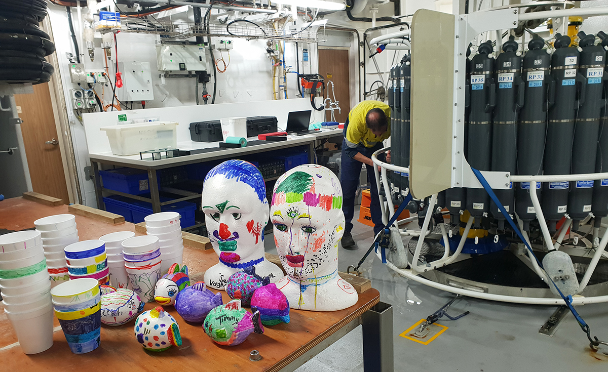 Cups and mannequins wait to be dunked