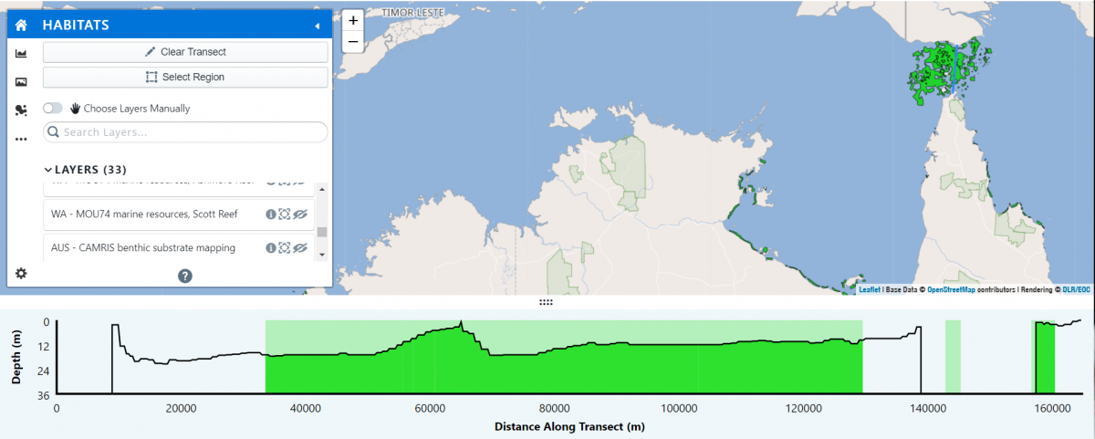 Seagrasses along a transect between Cape York and Papua New Guinea